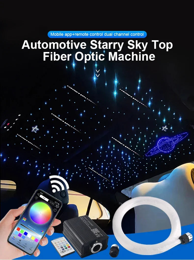 Kit Starlight LED RGBW cu Fibre Optice – Control App/Bluetooth/Telecomandă, 16W - My Store