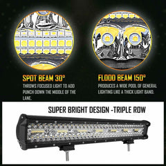 Bară LED Auto 60W–840W Combo Spot Flood 6500K | 12-24V, 4–39 inch | High Power pentru Camioane, Off Road