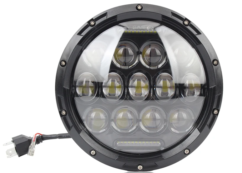 Far LED 7” pt motociclete și off-road, 85W, fază scurtă și lungă, DRL alb, conector H4, 12V