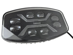 Proiector LED 9” pătrat 180W 25.000LM cu lupă, poziție albă & galbenă dinamică, 12–24V