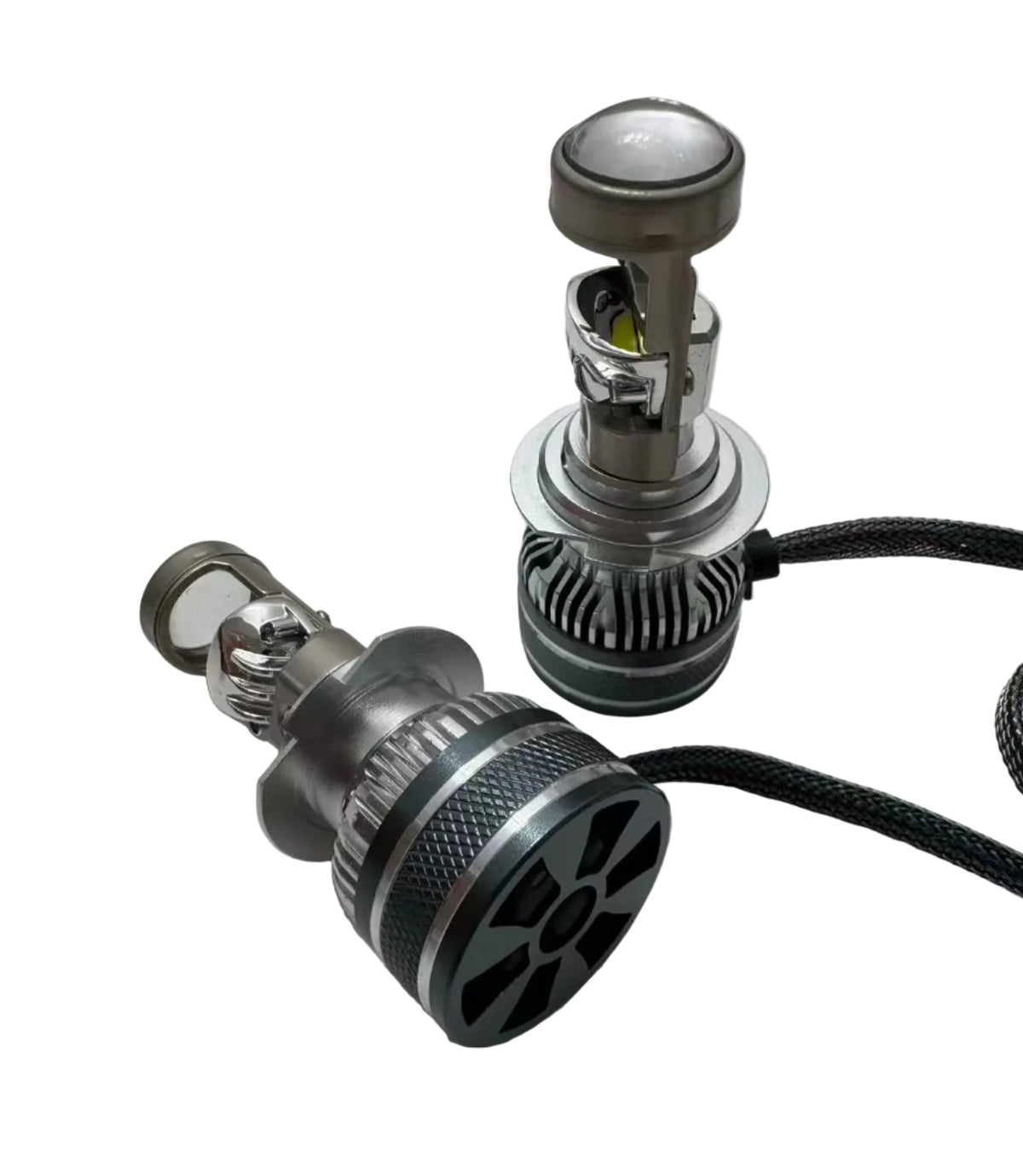 Set 2x Becuri LED Auto cu Lupă A10 H7 CANBUS 200W 23000LM 6000K – 12-24V, Model Profesional cu Lupă HD