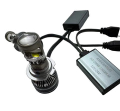 Set 2x Becuri LED Auto cu Lupă A10 H7 CANBUS 200W 23000LM 6000K – 12-24V, Model Profesional cu Lupă HD