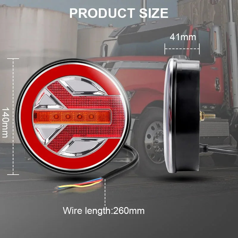 Set 2x Stopuri LED Rotunde – 12/24V, Remorcă/Camion, Ø140mm, Dinamice - My Store