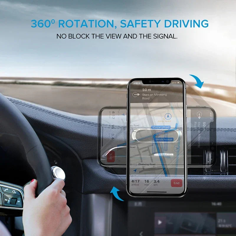Suport Telefon Auto Magnetic 360° – Pliabil, Mini, 6 Magneți, Adeziv 3M - My Store