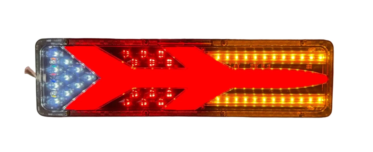 Set 2x Stopuri LED Multifuncționale cu Semnalizare Dinamică, 12–24V, Camion & Remorcă, 46cm