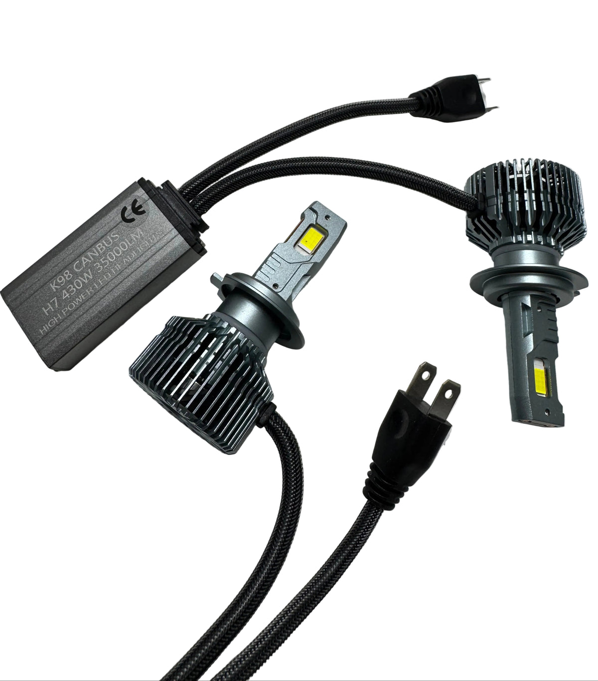 Set 2 Becuri LED Auto K98 H7 – 430W, 35.000LM – CANBUS, 6000K, Putere Maximă