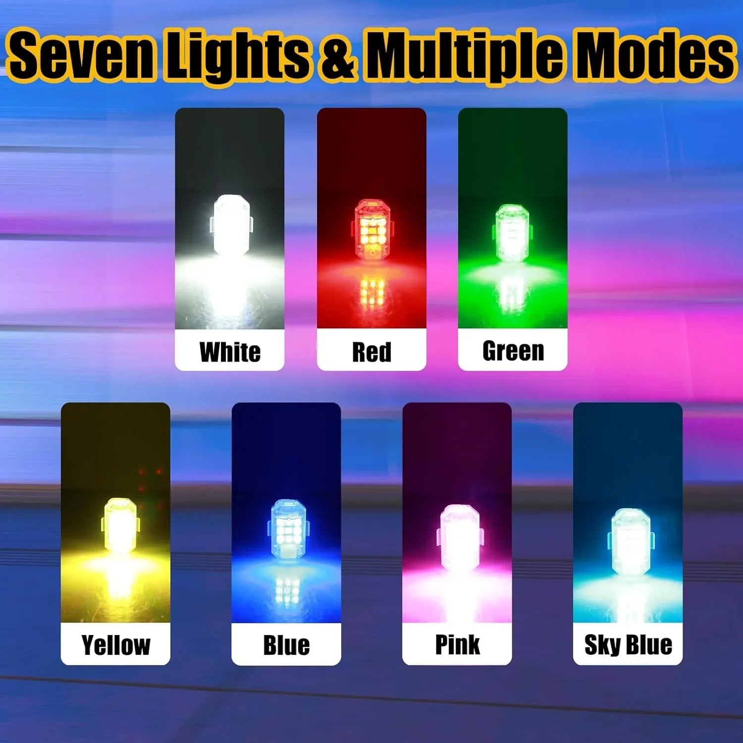Lumină LED Stroboscopică Mini – 7 Culori, IP68, Reîncărcabilă USB, cu Telecomandă