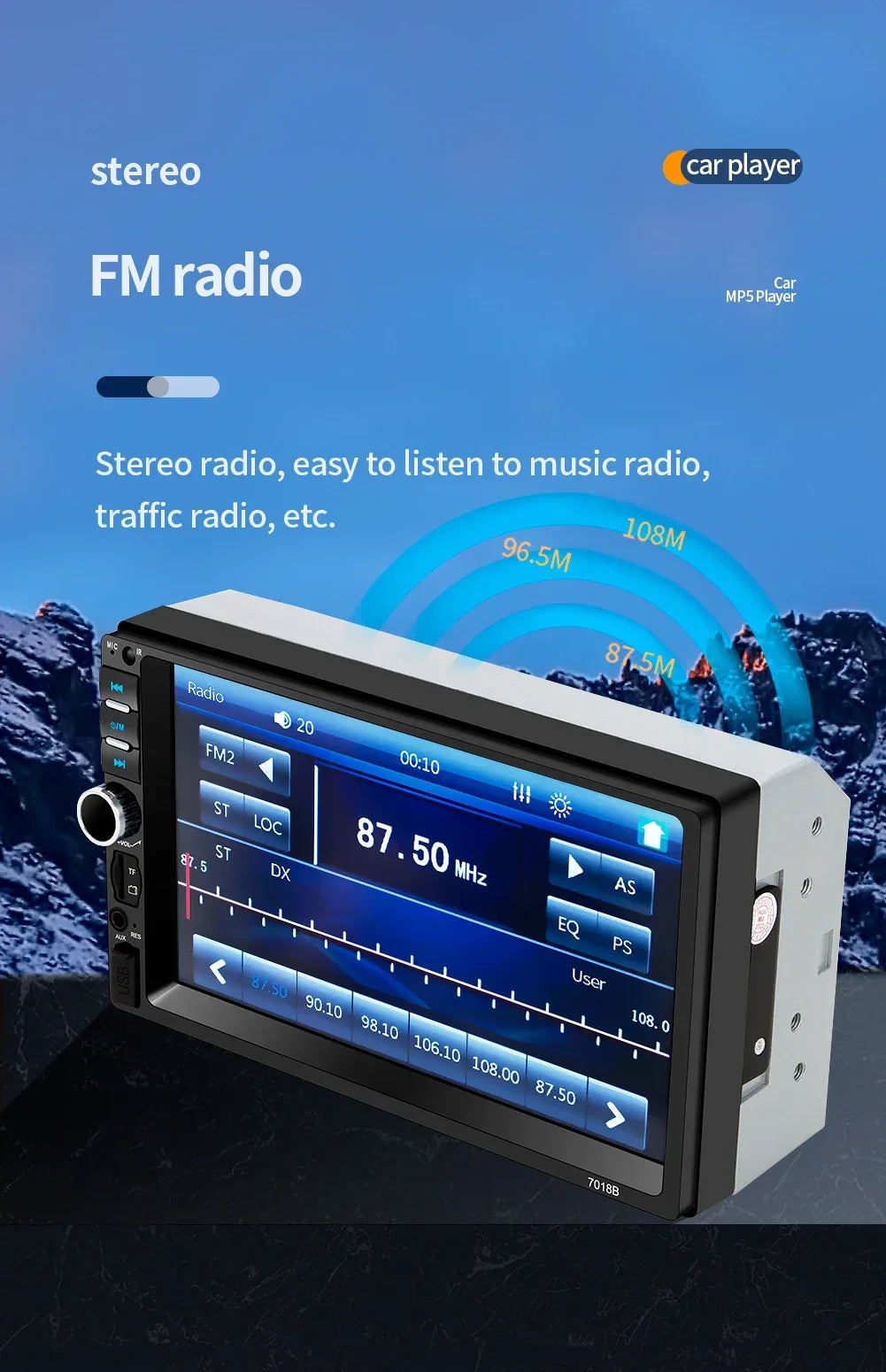 Radio Auto 2DIN 7” Ecran Tactil – Bluetooth, CarPlay, USB, Cameră Marșarier - My Store