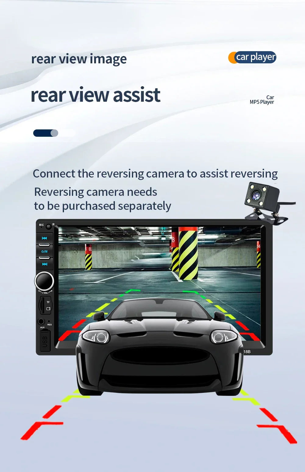 Radio Auto 2DIN 7” Ecran Tactil – Bluetooth, CarPlay, USB, Cameră Marșarier - My Store