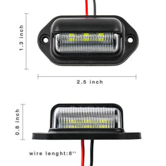 Set 2x Lampă LED Număr Înmatriculare 12–24V, 6 LED, Alb Rece, Universală