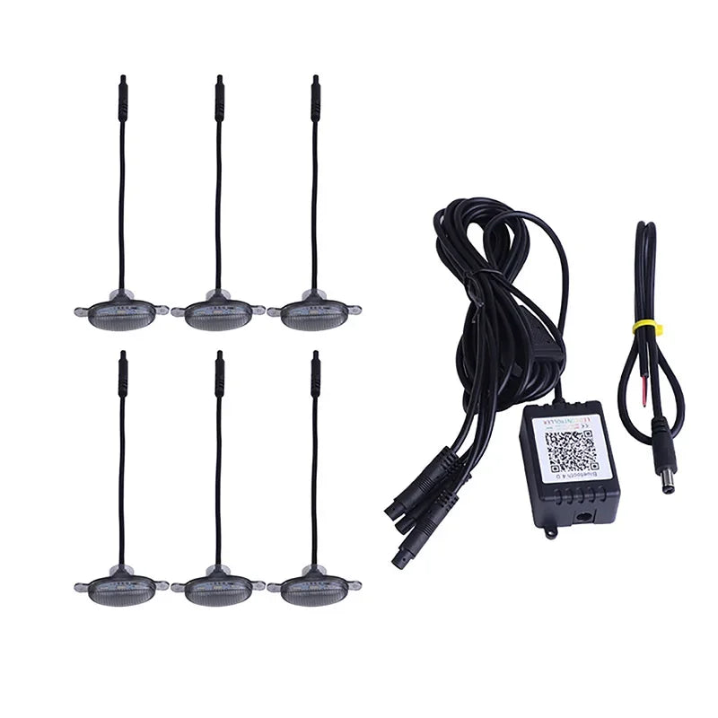 Kit 6x Lumină LED RGB Grilă Frontală – 12V, Control App, Stroboscop - My Store