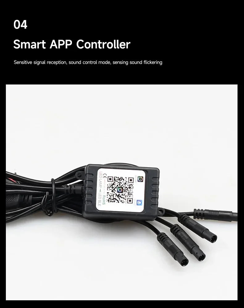 Kit 6x Lumină LED RGB Grilă Frontală – 12V, Control App, Stroboscop - My Store