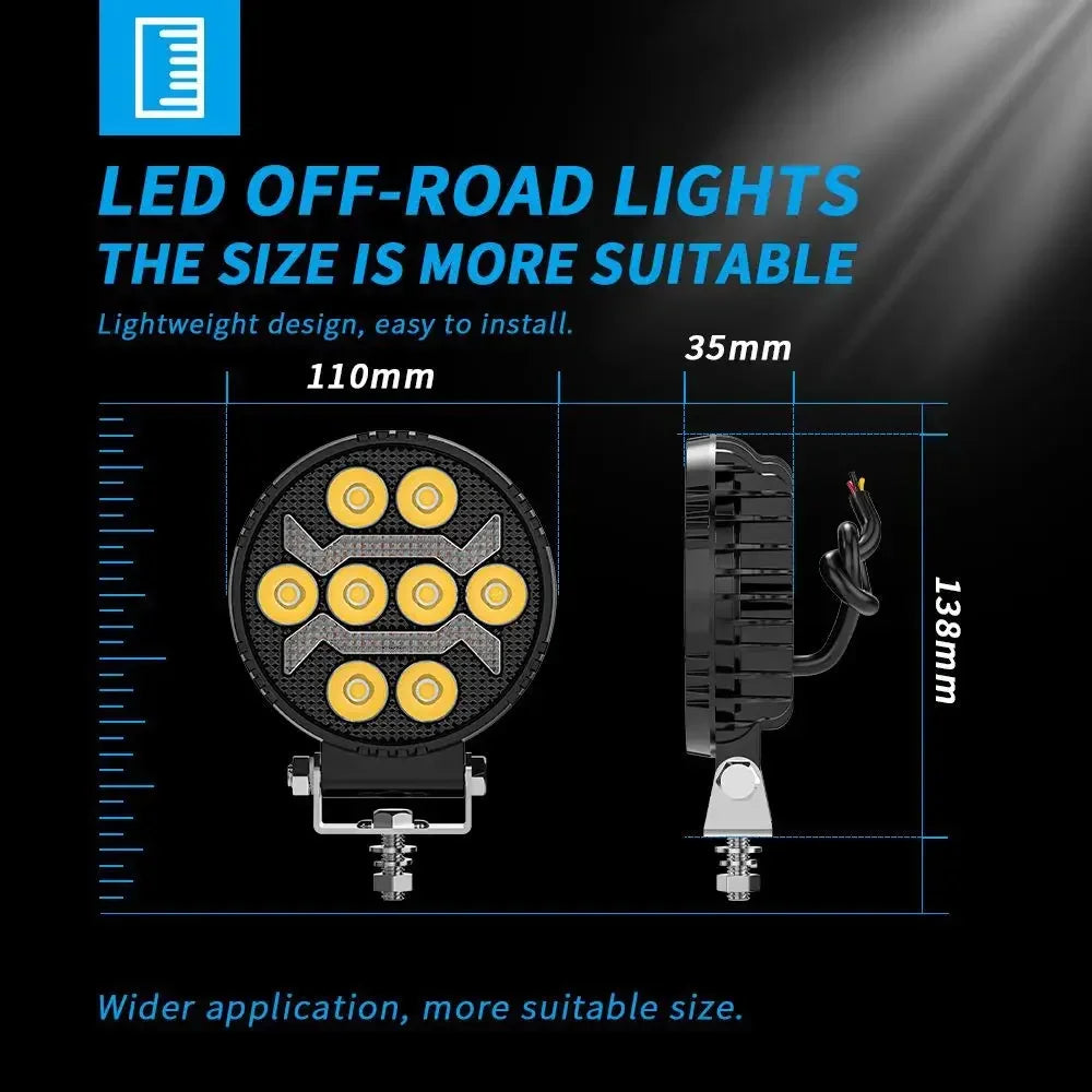 Set 2x Proiectoare LED Rotunde 4" – Alb & Galben, 12/24V, IP67 - My Store