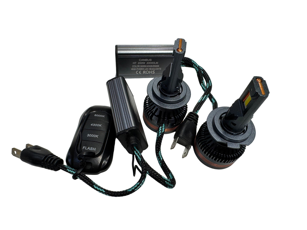 Set 2 Becuri LED Auto Light S55 – 3 Culori (3000K/4300K/6000K), Telecomandă & Mod Flash