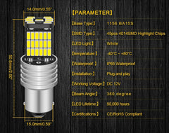 Set 2x Becuri LED 1156 BA15s P21W Canbus – 12V, 4014-45SMD - My Store