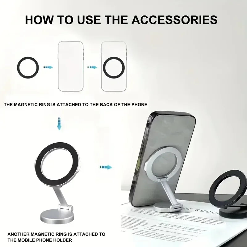 Suport Telefon Auto Magnetic 360° – Rotativ & Pliabil, Adeziv 3M - My Store