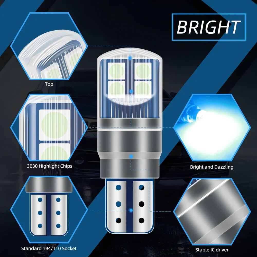 Set 2x Becuri LED W5W T10 Canbus – 12V, 3030-8SMD, 6000K Alb - My Store