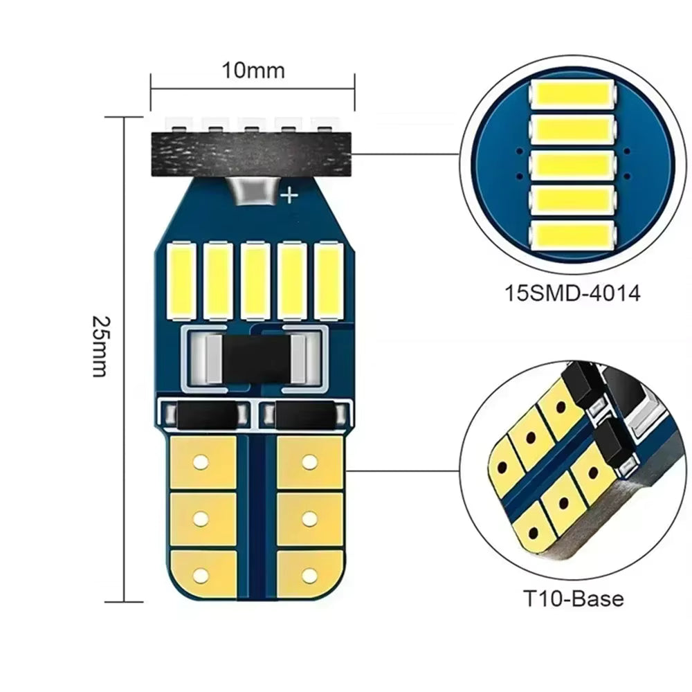 Set 2x Becuri LED W5W T10 Canbus – 12V, 4014-15SMD, 6500K Alb - My Store