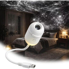 Mini Proiector Galaxy USB cu Lumină de Veghe – 24 Imagini HD, Focus Reglabil