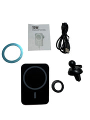 Suport Auto Magnetic cu Încărcare Wireless 15W – Prindere pe Grilă, Compatibil MagSafe