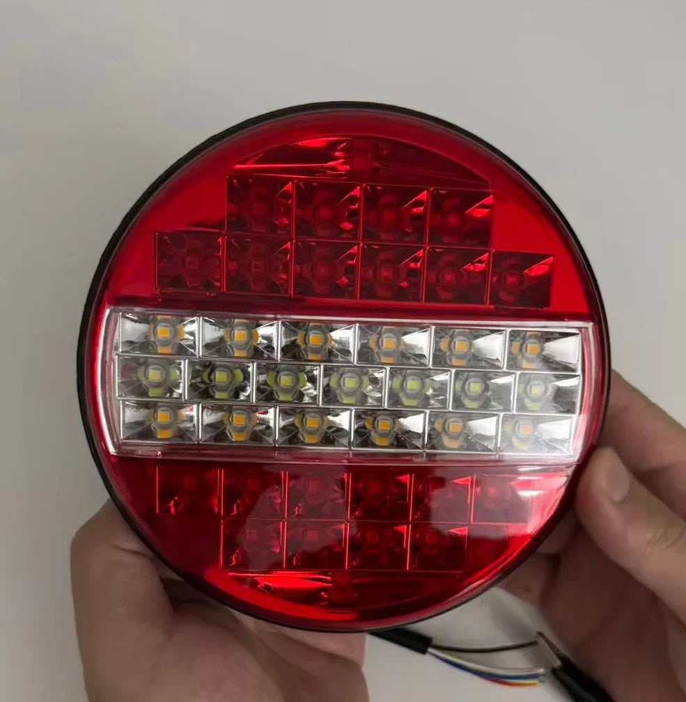 Set 2x Stopuri LED Rotunde Multifuncționale – 12/24V, Remorcă/Camion, Ø143mm