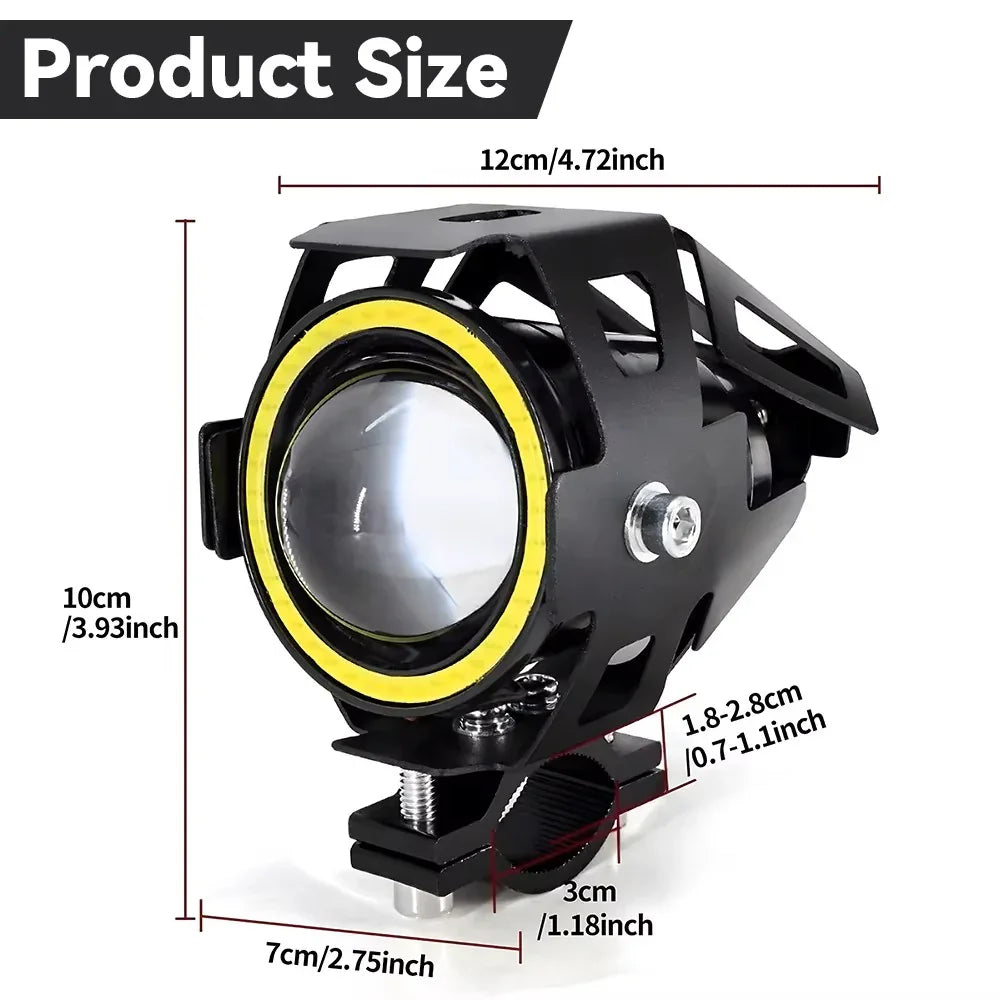 Far LED Moto U7 cu Angel Eyes – 12–60V, IP67 - My Store