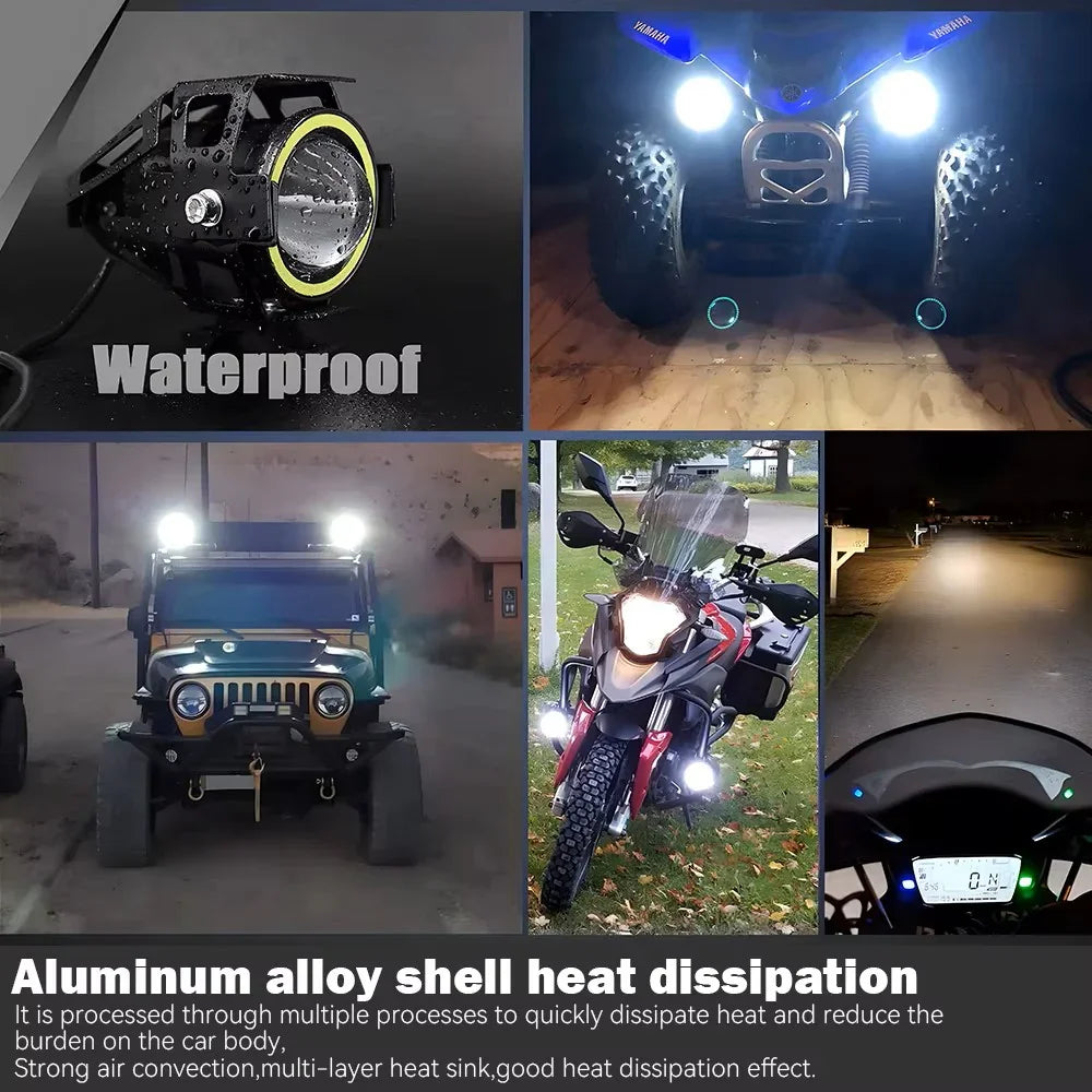 Far LED Moto U7 cu Angel Eyes – 12–60V, IP67 - My Store