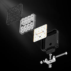 Set 2x Proiectoare LED Pătrate 4" – Alb & Galben, 12/24V, IP68 - My Store
