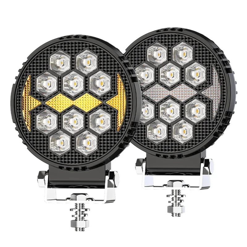 Set 2x Proiector Rotund LED 4" Aluminiu – 9–30V, Alb + Galben - My Store