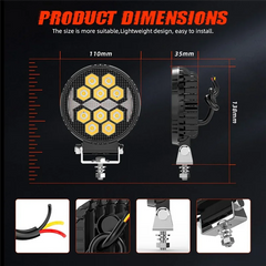 Set 2x Proiector Rotund LED 4" Aluminiu – 9–30V, Alb + Galben - My Store